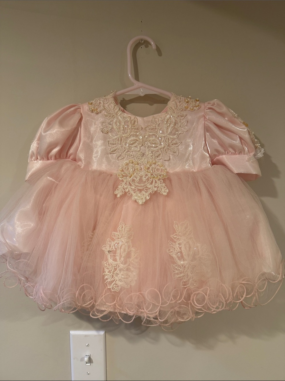 Girls Pink Embellished Tulle Party Dress